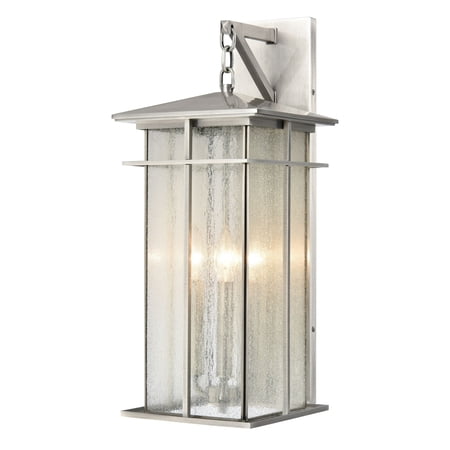 Elk Home 9-Inch Wide Outdoor Oak Park Wall Sconce, Brushed Aluminum