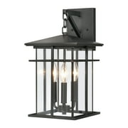 Elk Home 9-Inch Wide Outdoor Oak Park Wall Sconce, Matte Black