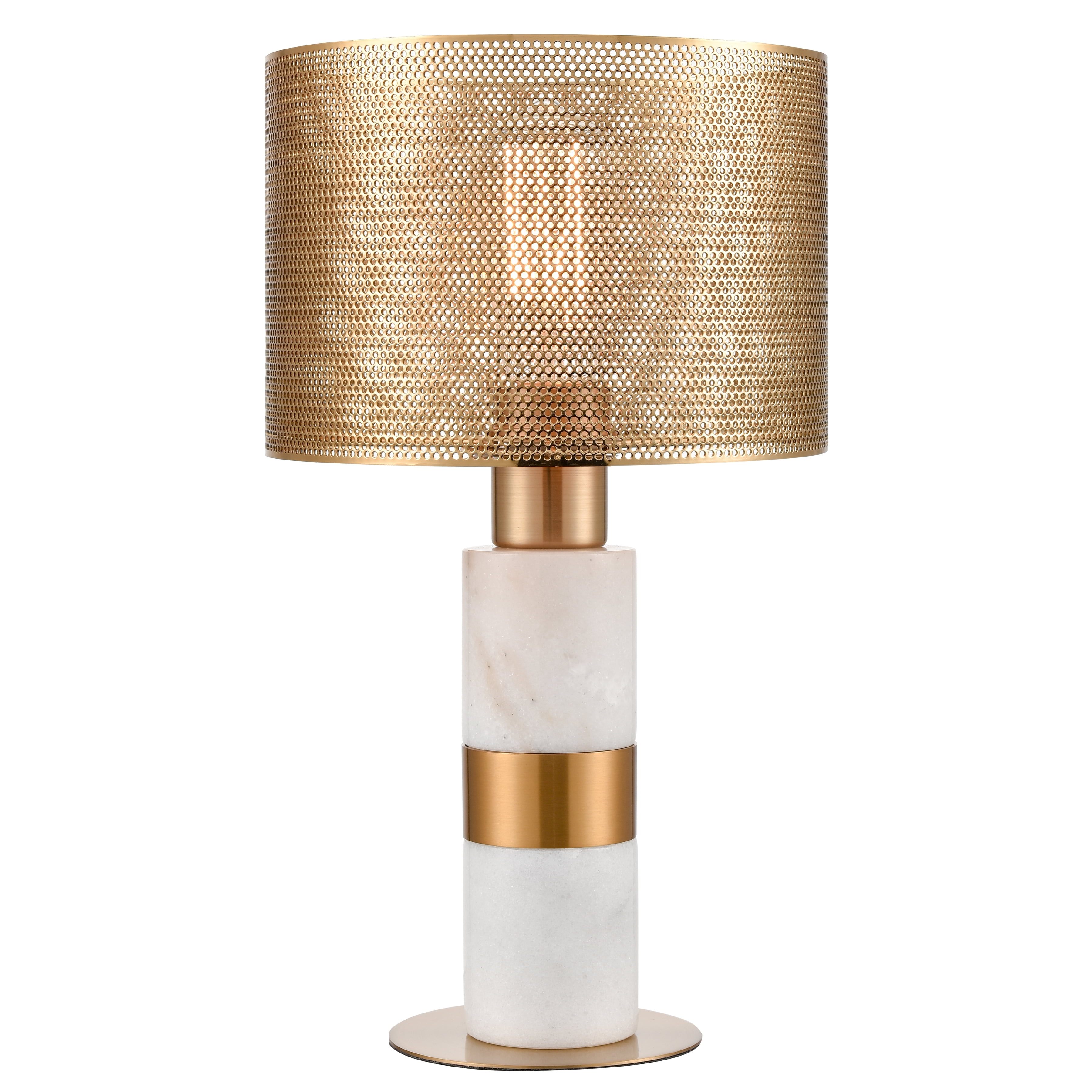 White Marble and Brass Metal Table Lamp
