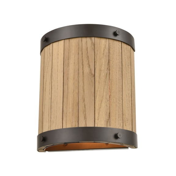 Elk Home 9-Inch Wide Wooden Barrel Sconce, Oil Rubbed Bronze