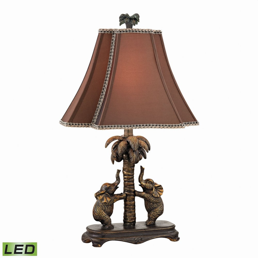 Adamslane Bronze LED Table Lamp with Copper Faux Silk Shade