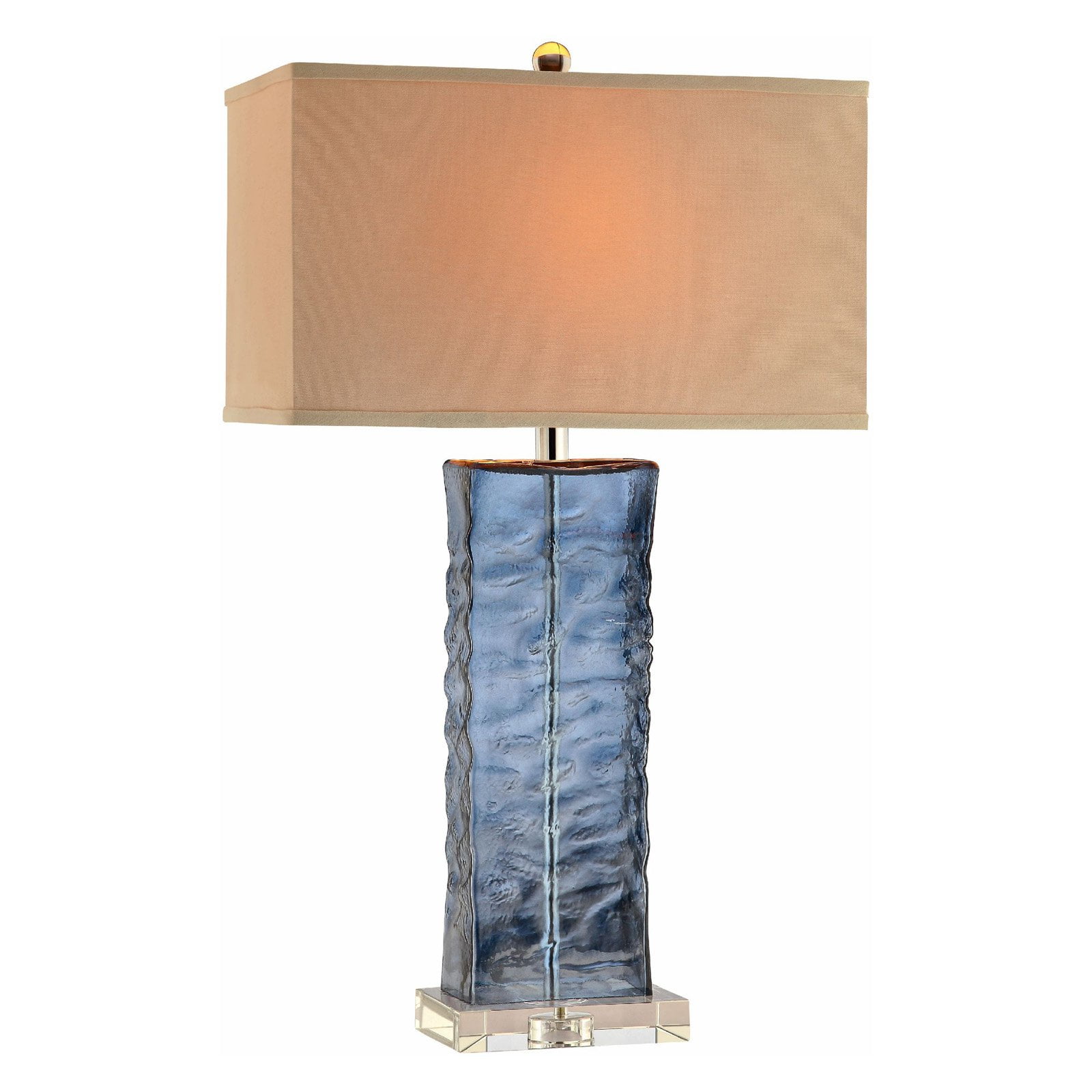 Arendell Dark Blue Glass Table Lamp with Linen Shade