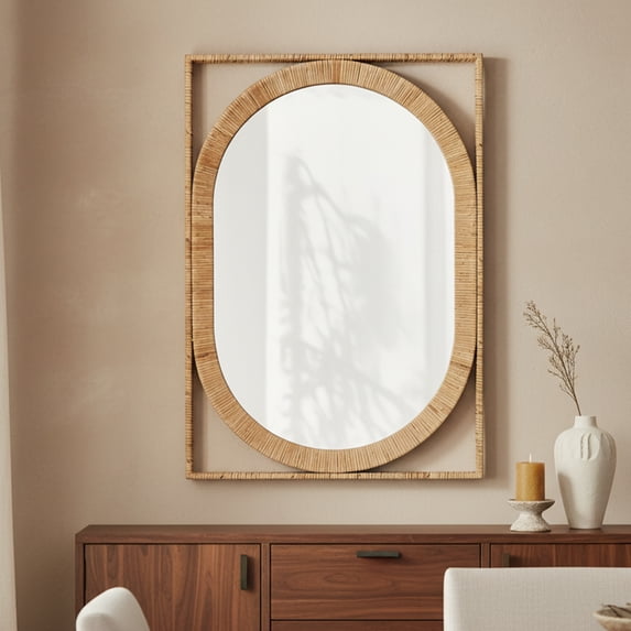 Elk Home Baarlo 23.5-Inch Natural Wood Arched Wall Mirror, Eclectic