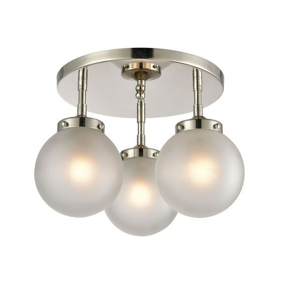 Elk Home Boudreaux 3 Light Semi Flush Mount, Modern, Polished Nickel
