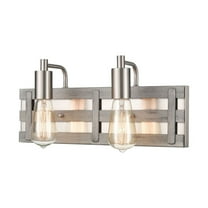 Elk Home Brigantine 2-Light Weathered Driftwood with Satin Nickel Finish Vanity Light