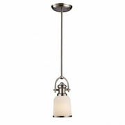 Elk Home Brooksdale 5'' Mini Pendant - Satin Nickel, 1-Light with Glass Shade