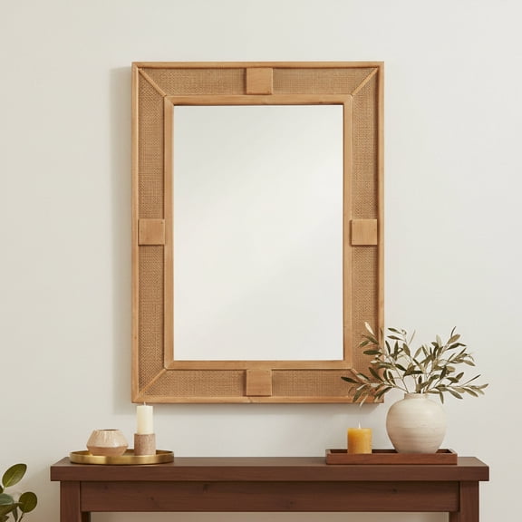 Elk Home Cabana 39.5-inch Natural Wood Framed Wall Mirror for Entryway or Bathroom