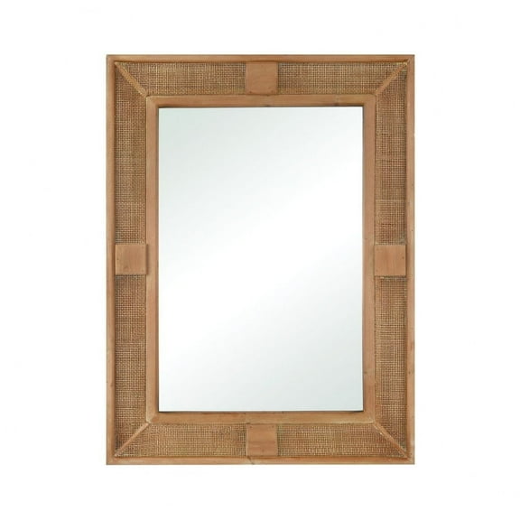 Elk Home Cabana Wall Mirror, Natural Wood & Rattan, 29.5"x39.5"