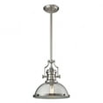 thumbnail image 1 of Elk Home Chadwick 13" 1-Light Seedy Glass and Steel Pendant in Satin Nickel, 1 of 2