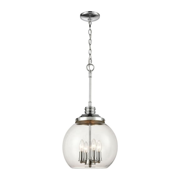 Elk Home Chandra 13" 4-Light Glass and Steel Pendant in Polished Chrome/Clear