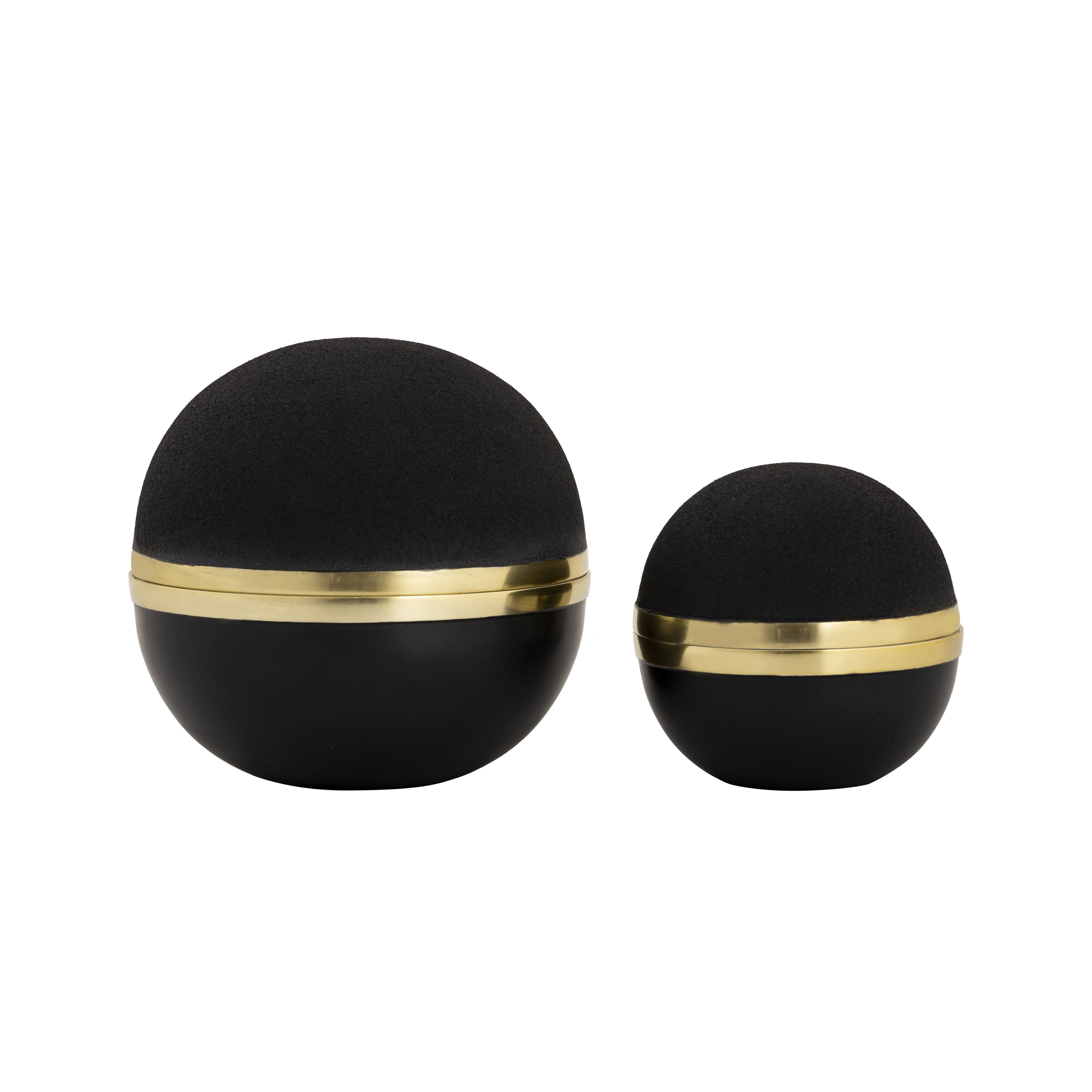 Clemmons 6.25 Inch Matte Black and Brass Metal Orb Boxes, Set of 2
