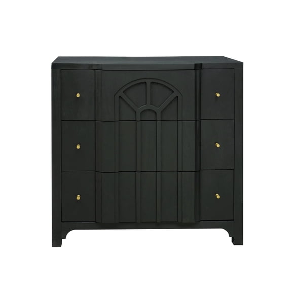 Elk Home Conrad 3-Drawer Wood Storage Chest with Shelves in Kettle Black