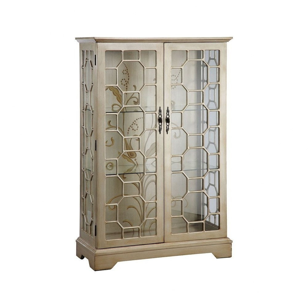 Hand Painted Lighted French Glam Curio Cabinet