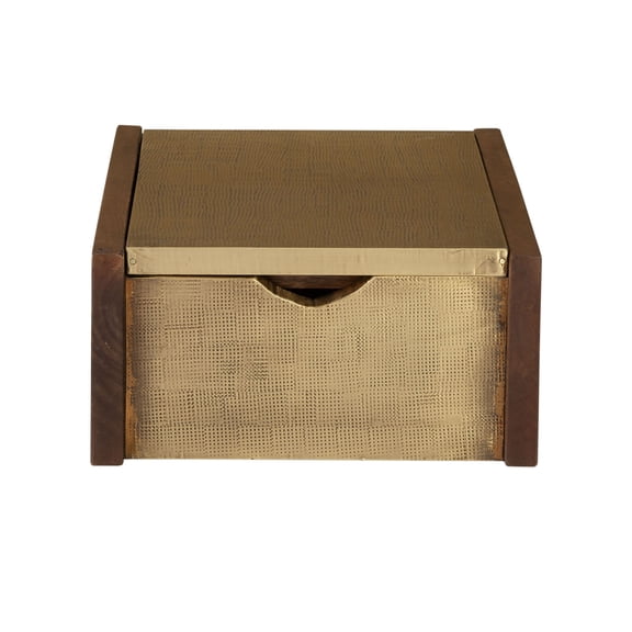 Elk Home Dorsey Box - Large Walnut, Made from Metal, Antique Brass Finish
