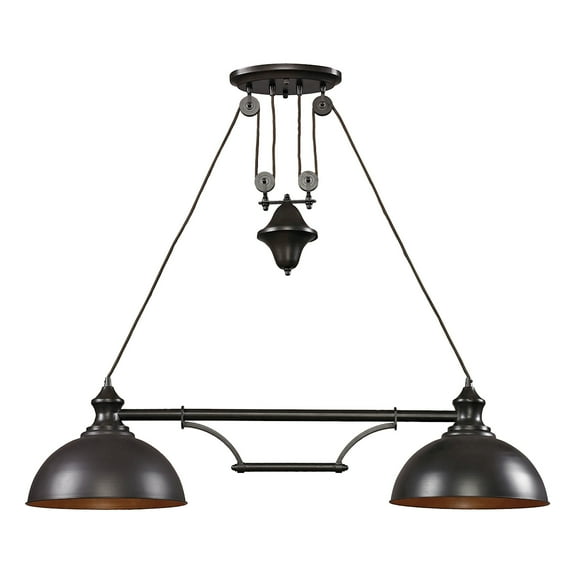 Elk Home Farmhouse 44'' Wide 2-Light Linear Chandelier - Oiled Bronze Finish for Kitchen, Foyer, Dining Room