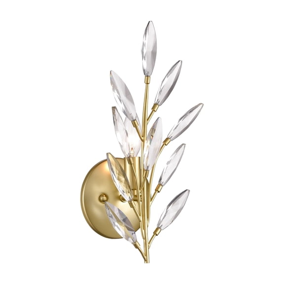 Elk Home Flora Grace 1-Light Wall Sconce, Champagne Gold with Clear Crystal Glass, 14-inch H