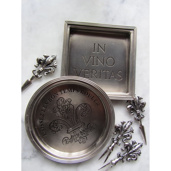 Elk Home In Vino Veritas Coaster - Set of 4 Pewter
