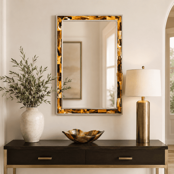 Elk Home Juba 24-Inch Wall Mirror in Horn Finish, Traditional Style