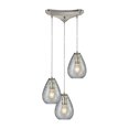 thumbnail image 1 of Elk Lighting Lagoon - Three Light Triangle Pendant, Satin Nickel Finish with Clear Water Glass, 1 of 2