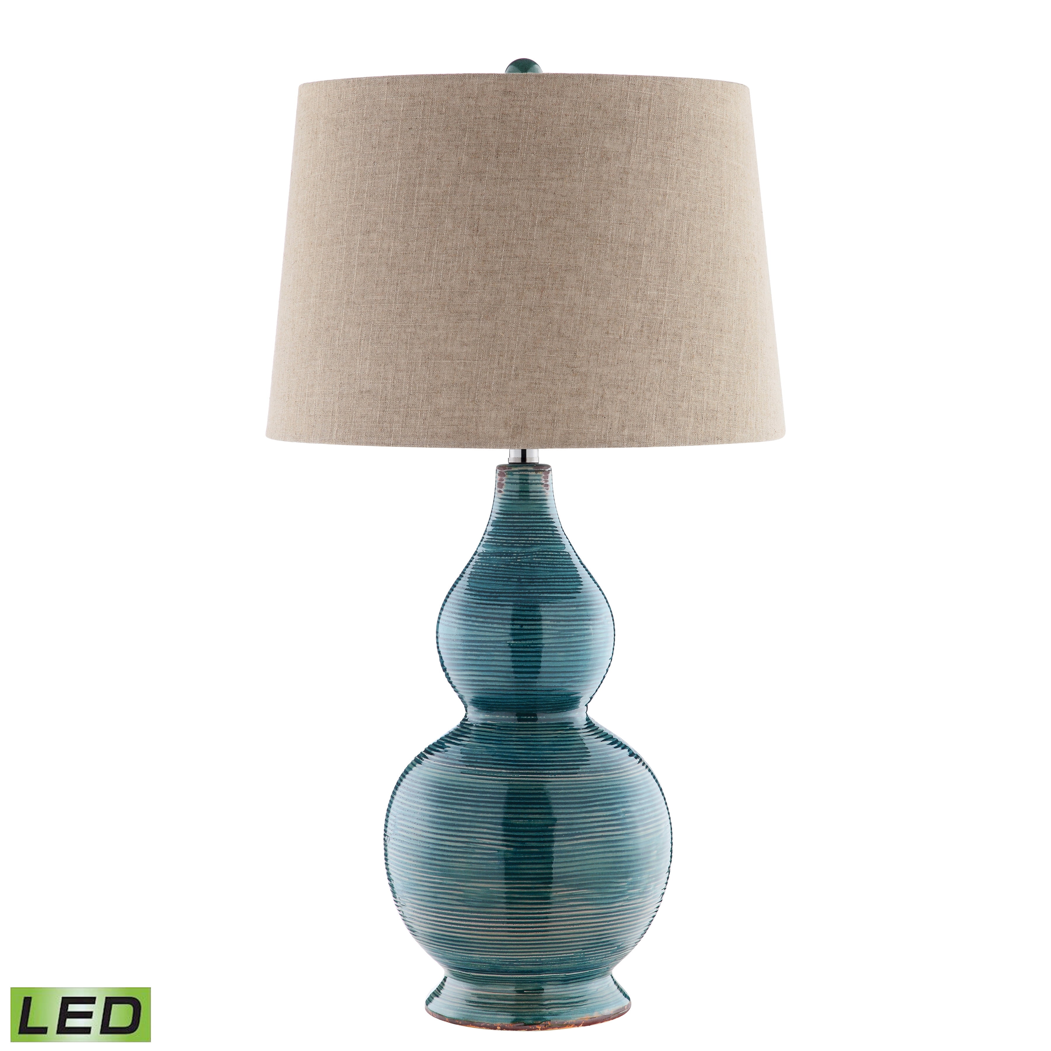 ELK Home Lara 1-Light Traditional Blue Ribbed Shades Table Lamp