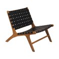 thumbnail image 1 of Elk Home Marty 25.6" Transitional Teak Wood and Leather Chair in Natural/Black, 1 of 2