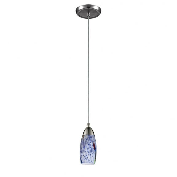 Elk Home Milan 3'' Wide 1-Light Pendant - Satin Nickel with Starburst Blue Glass