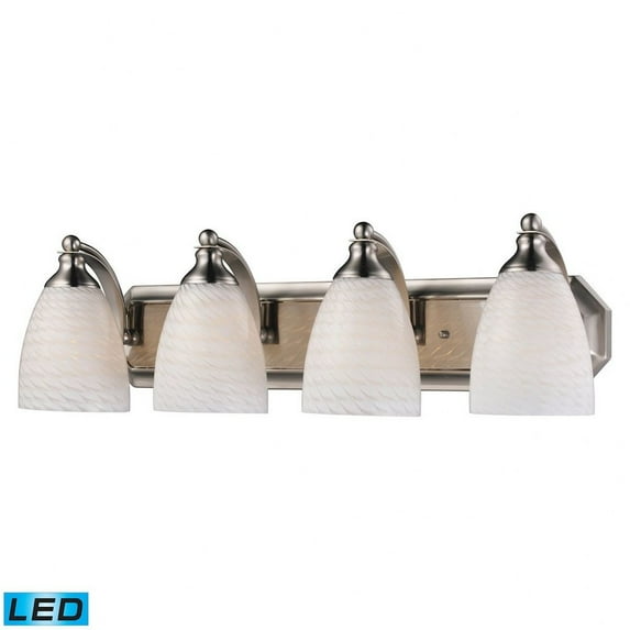 Elk Lighting Bath and Spa 570-4 Bathroom Vanity Light with White Swirl Glass