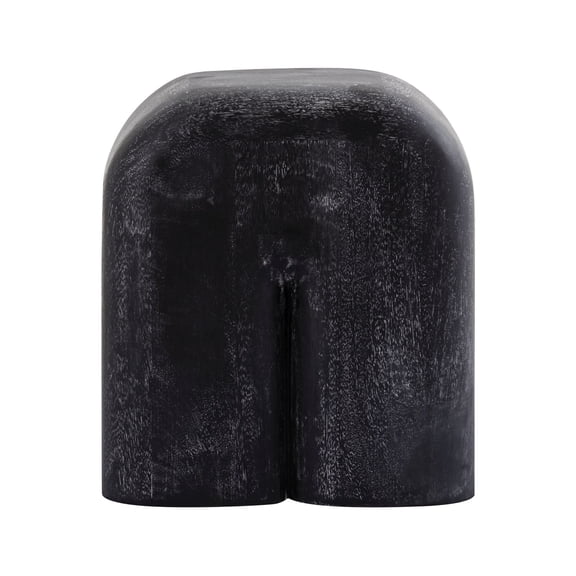 Morris Cerused 15-Inch Wide Wood Accent Table in Short Black Finish - Set of 1