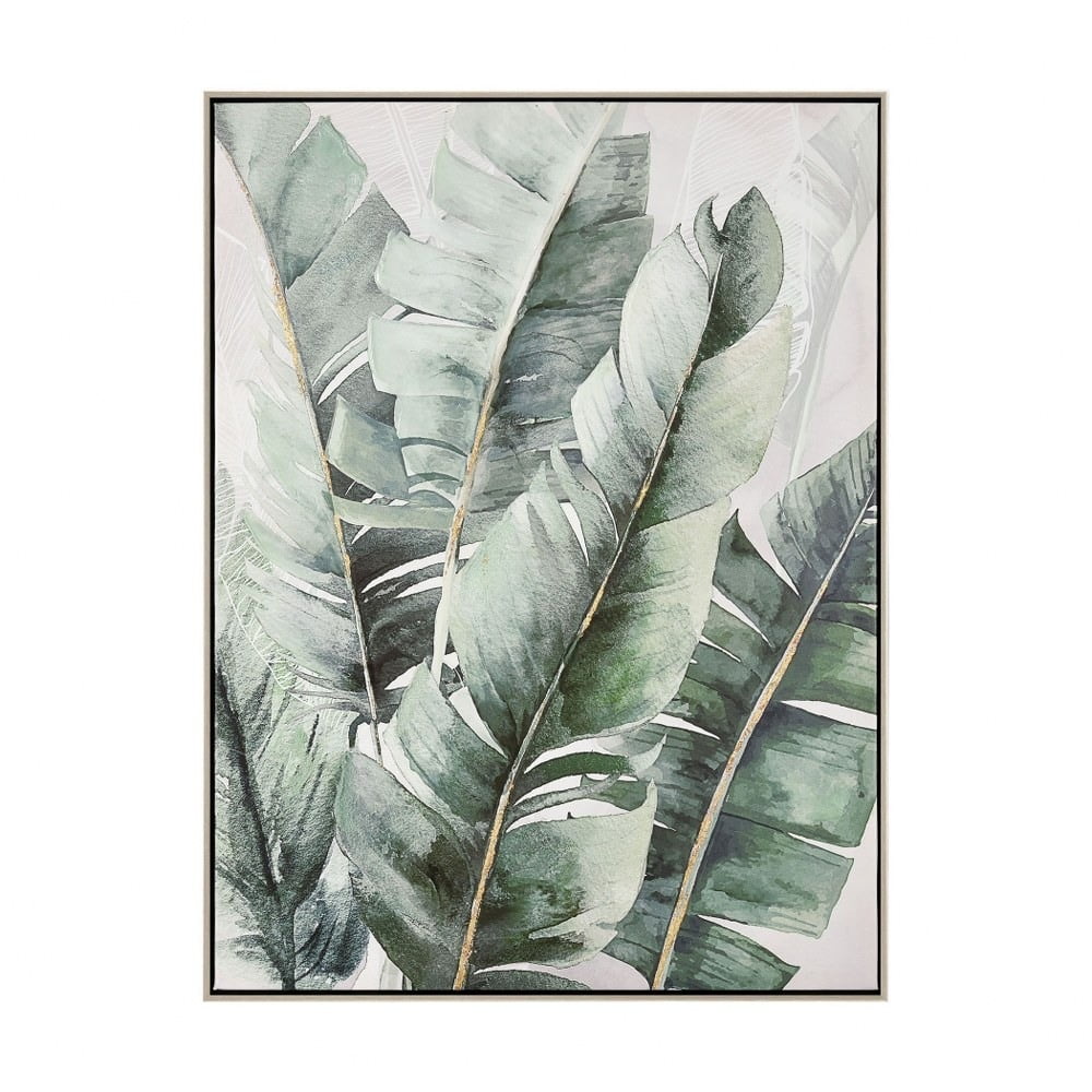 Musa II Green Botanical Canvas Print with Gold Accents