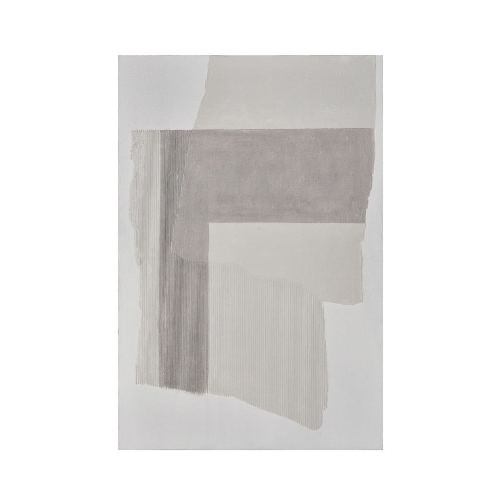 Gray and White Abstract Canvas Wall Art with Textural Detail