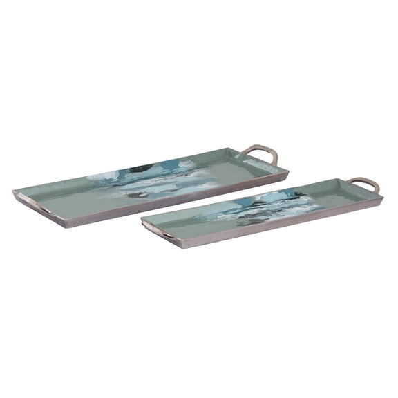 Elk Home Spindrift Contemporary Aluminum Tray in Seafoam Green Enamel Finish
