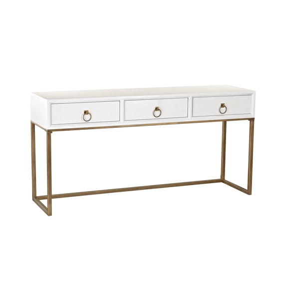 Elk Home Suite 63" 3-Drawer Transitional Wood Console Table in White/Gold
