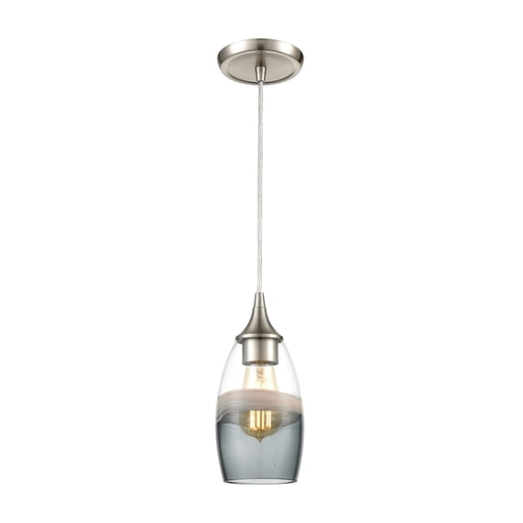 Elk Home Sutter Creek 5" 1 Light Modern Glass Mini Pendant in Nickel