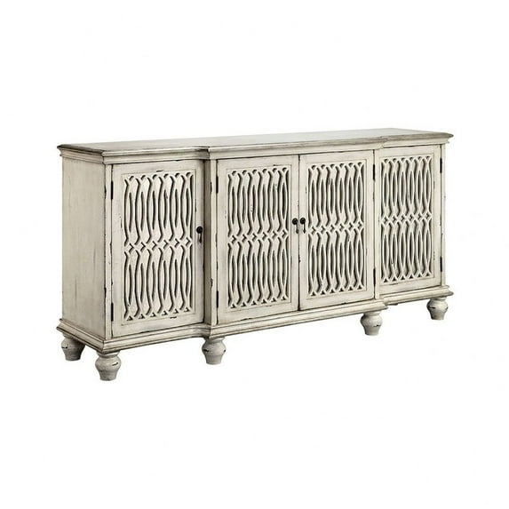 Elk Home Whitney 18" Traditional Solid Wood and Mirror Credenza in Cream/Black