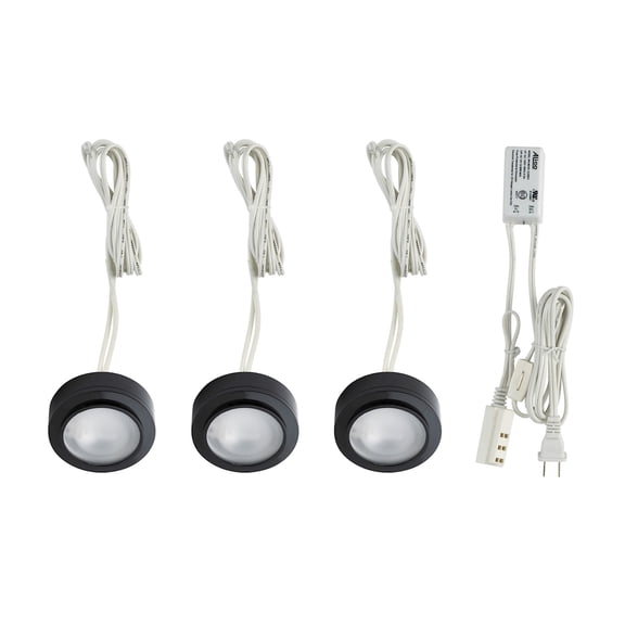 Elk Home Zee-Puk 3-light Kit w/xenon lamps, transf w/cord and plug. Frosted lens/Black.