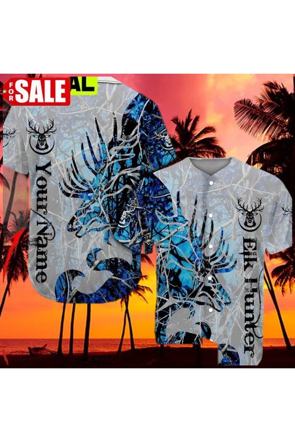 Elk Hunter Custom Baseball Shirt 3D Design All Over Printed Trending Baseball Jersey hawai