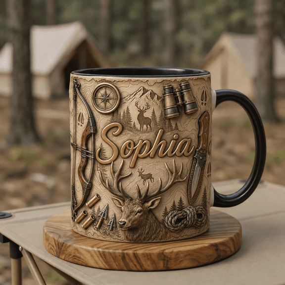 Elk Hunting Mug 2D Printed 3D Effect Personalized Hunter Coffee Cup Gift