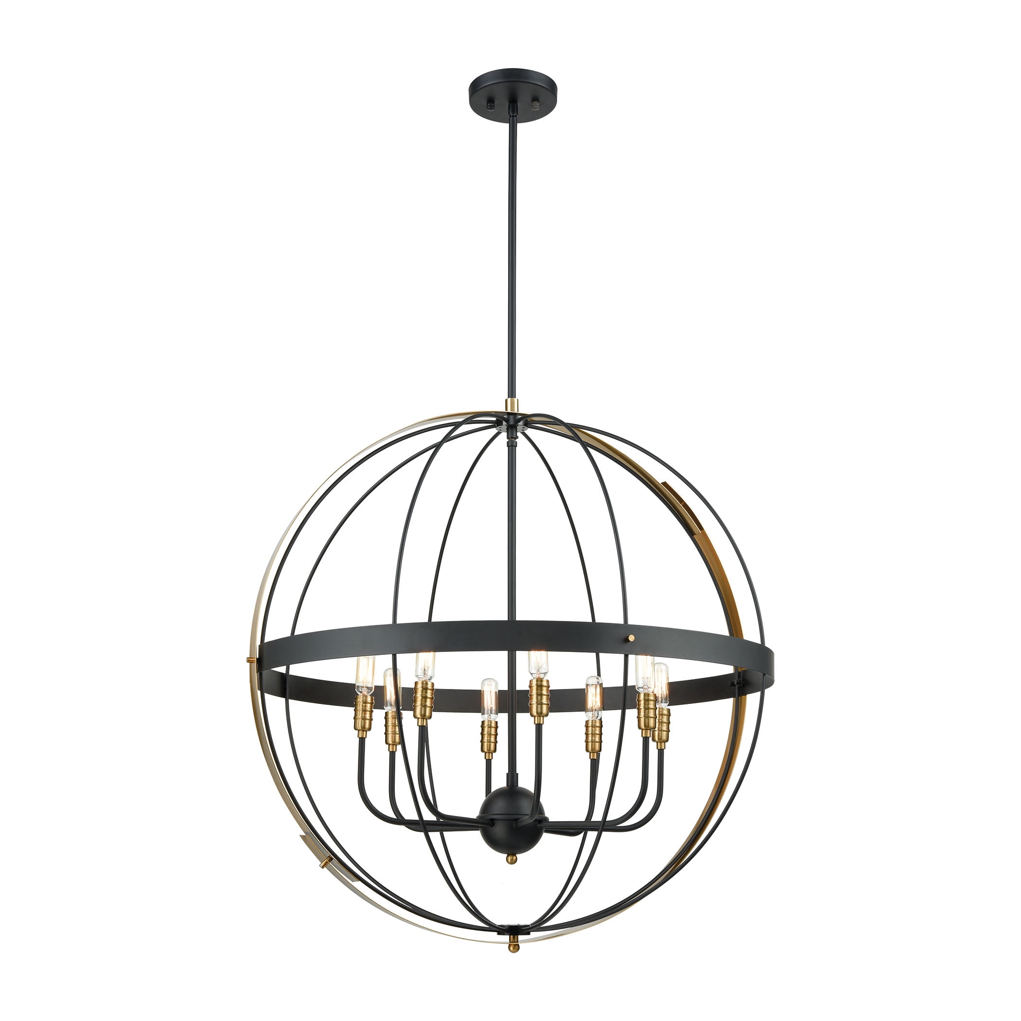 Elk Lighting 15287/8 Pendants Matte Black and Satin Brass Metal