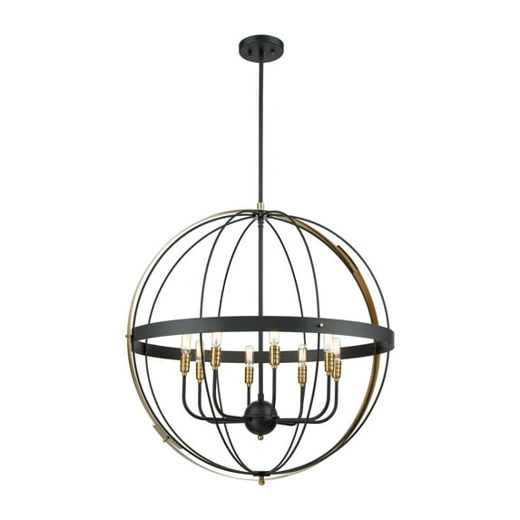 Elk Lighting 15287/8 Pendants Matte Black and Satin Brass Metal Caldwell