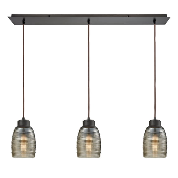 Elk Home Muncie 36" 3-Light Glass Linear Mini Pendant Fixture in Bronze