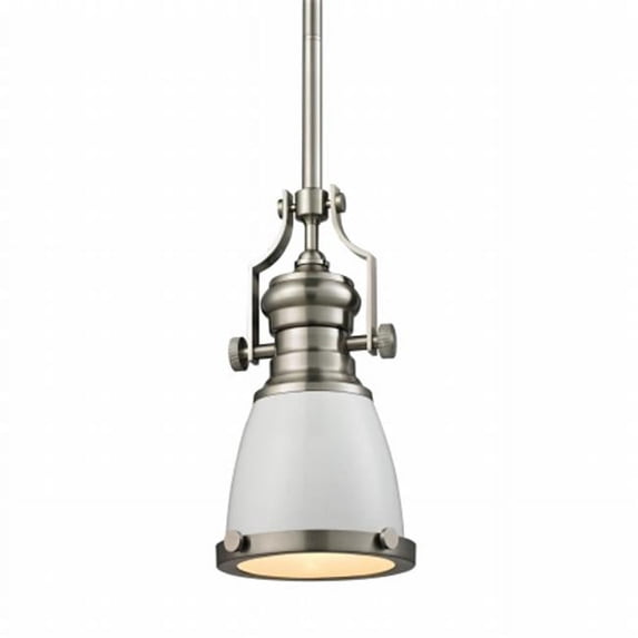 Elk Chadwick 1 Light Pendant In Gloss White/Satin Nickel 66524-1