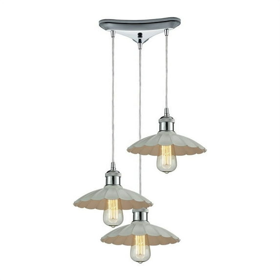Elk Lighting 67051/3 Corrine - Three Light Pendant, Polished Chrome/White Finish