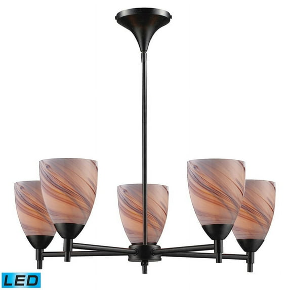 Elk Lighting Celina 5-Light Chandelier in Dark Rust & Creme Glass