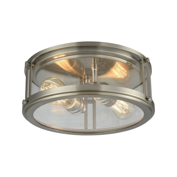 Elk Home Coby 13-inch Wide 2-Light Flush Mount in Brushed Nickel