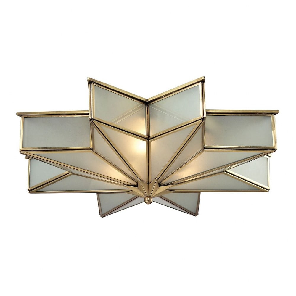 Decostar Brushed Brass 3-Light Art Deco Flush Mount