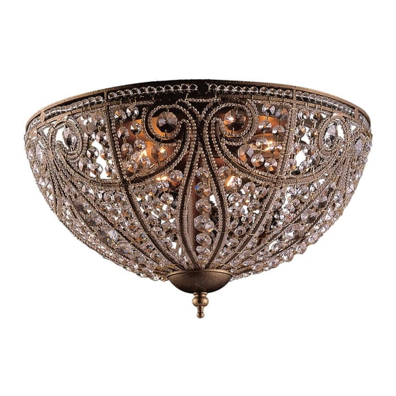 Elk Lighting Elizabethan - Six Light Flush Mount, Antique Brass Finish