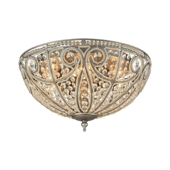 Elk Lighting Elizabethan 6 Light Flush Mount in Weathered Zinc