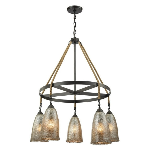 Elk Lighting 39" Five Light Chandelier, Oil Rubbed Bronze Finish with Antique Mercury Glass