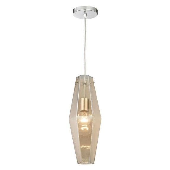 ELK Group International 31215-1 Pelham Glass & Metal 1 Light Pendant, Polished Chrome - 16 x 6 x 6 in.