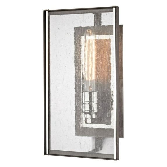 Elk Lighting Ridgeview - One Light Wall Sconce, Weathered Zinc/Polished Nickel Finish with Seeded Glass
